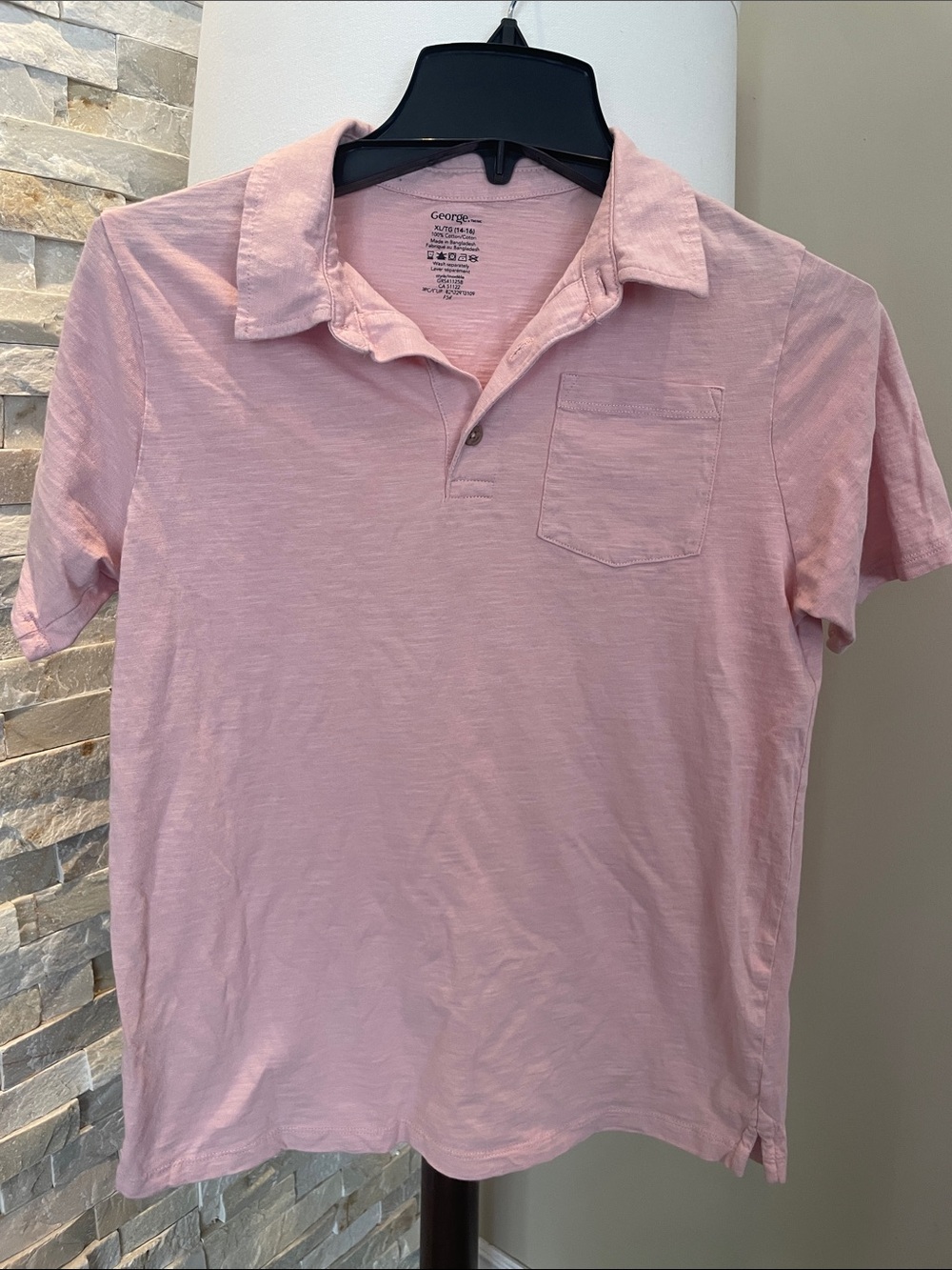 5/$25 George Light Pink Short-Sleeve Polo with Chest Pocket